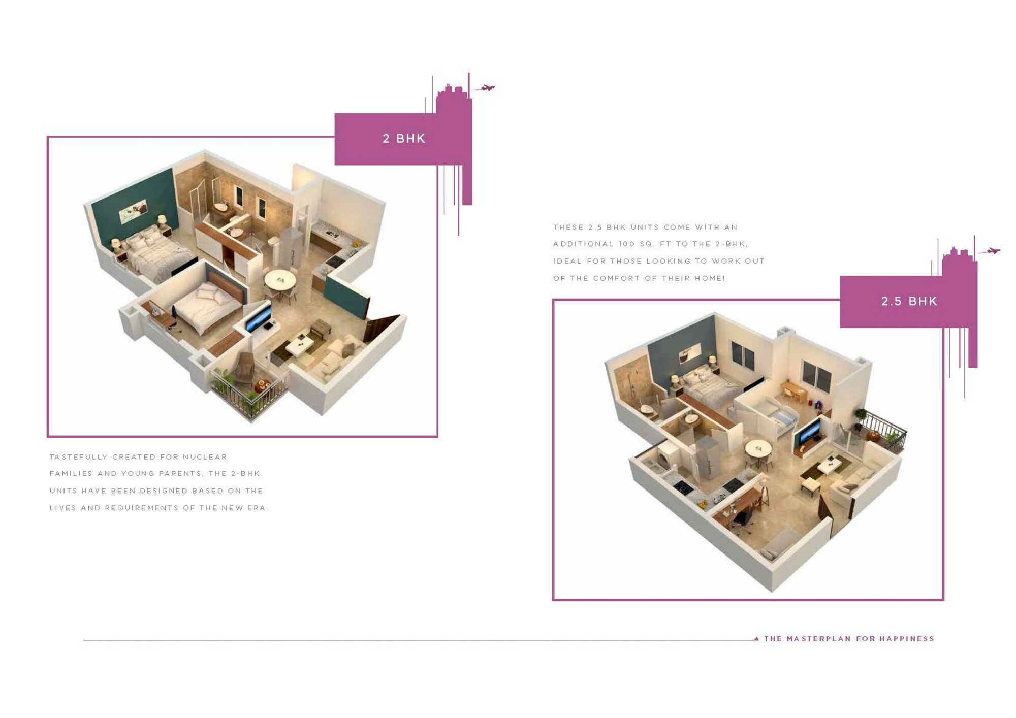 Embassy Edge — 2 BHK and 2.5 BHK — 3D unit views (brochure filed with K-RERA, p.12)