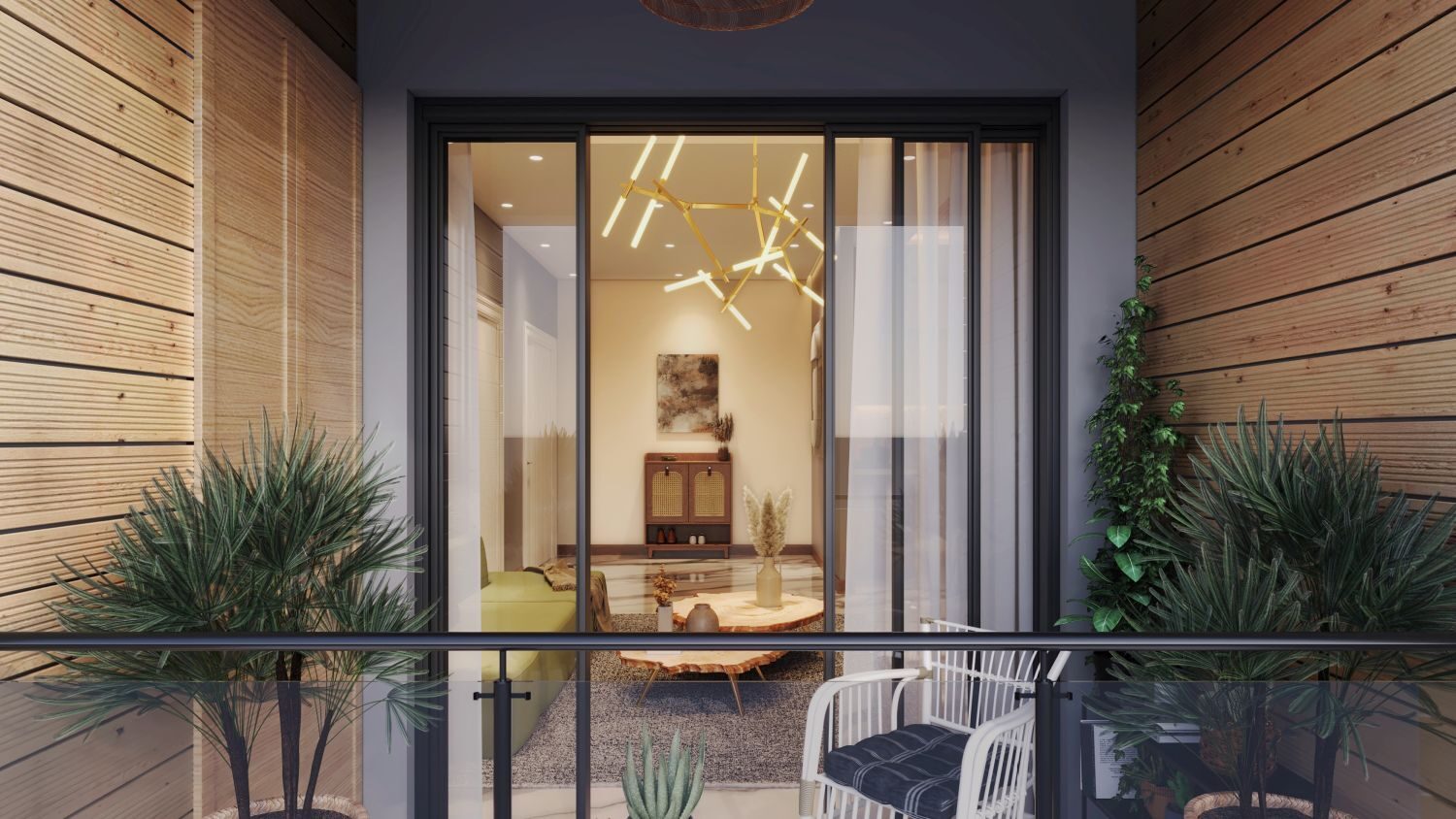 Embassy Edge — Balcony to Living