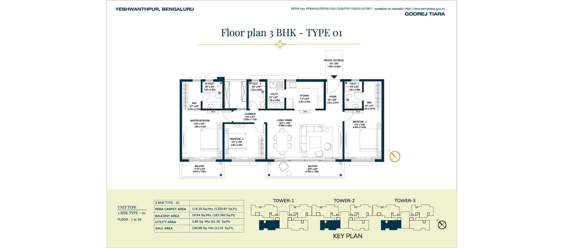 Godrej Tiara - 3 BHK - TYPE 01