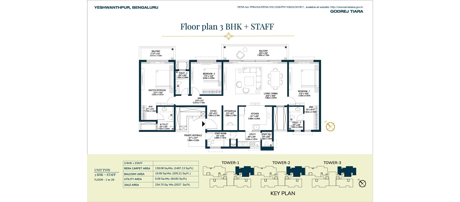 Godrej Tiara - 3 BHK + STAFF