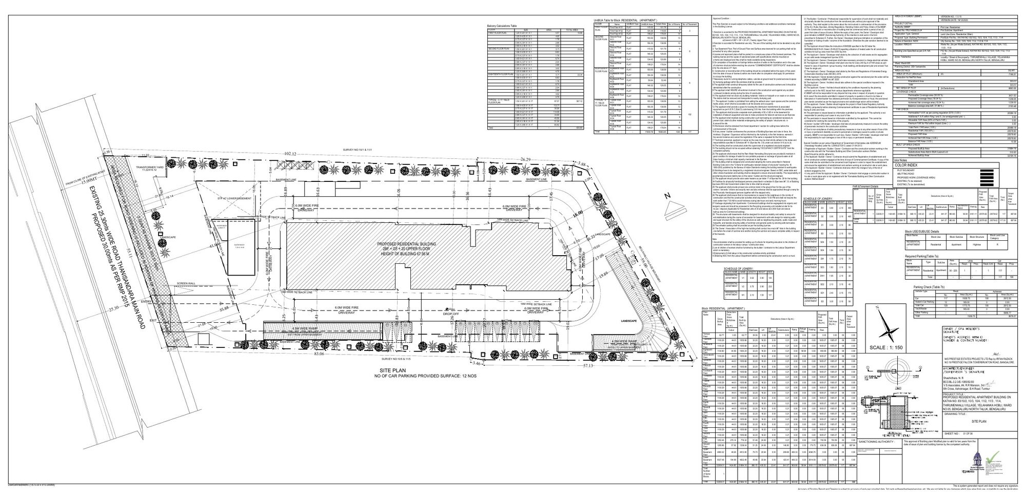 Prestige Camden Gardens — Approved Layout Plan (as filed with K-RERA, sheet 1)