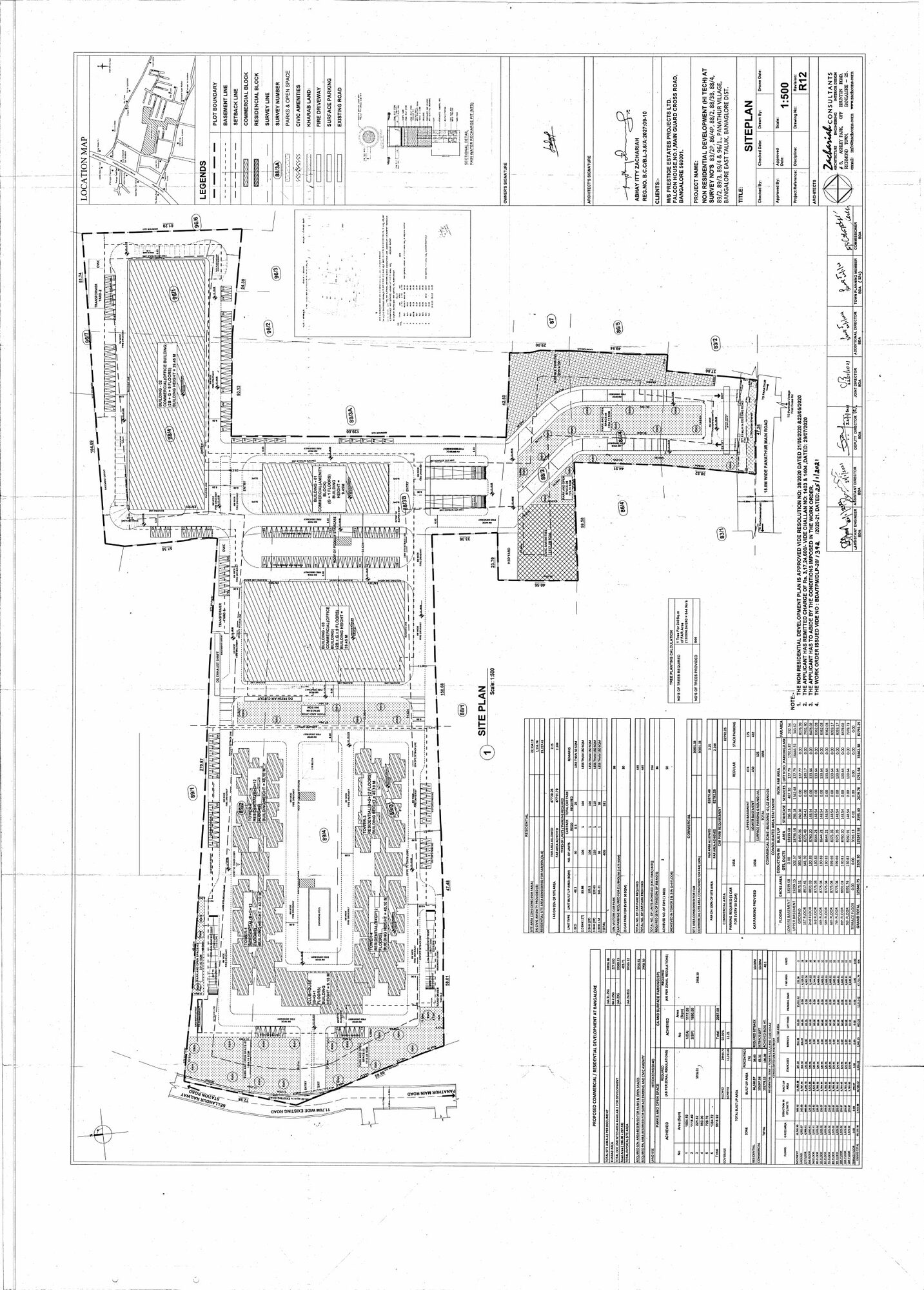 Prestige Green Gables — Approved Layout Plan (as filed with K-RERA, sheet 1)