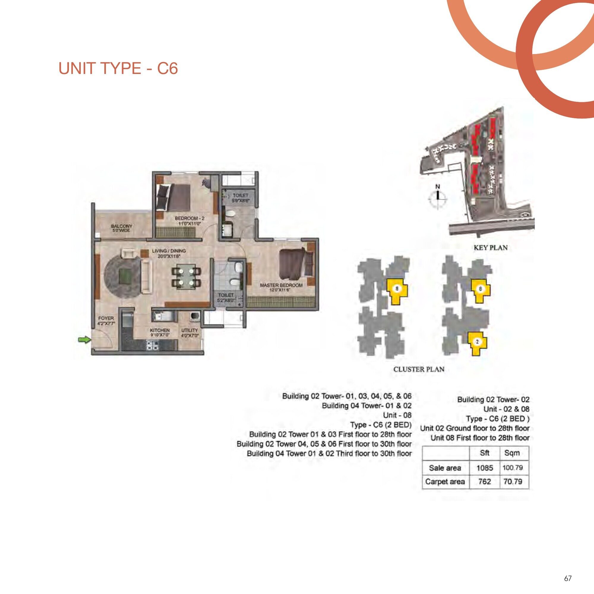 Prestige Jindal City — Type C6 · 2 BHK — carpet 762 sq ft (p.24)