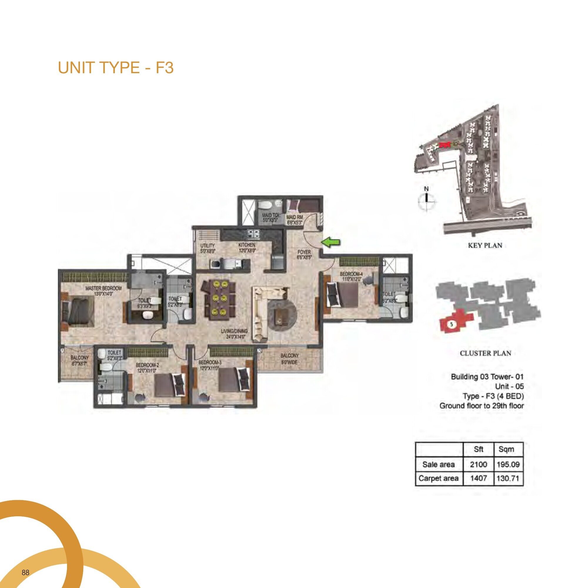 Prestige Jindal City — Type F3 · 4 BHK (p.35)