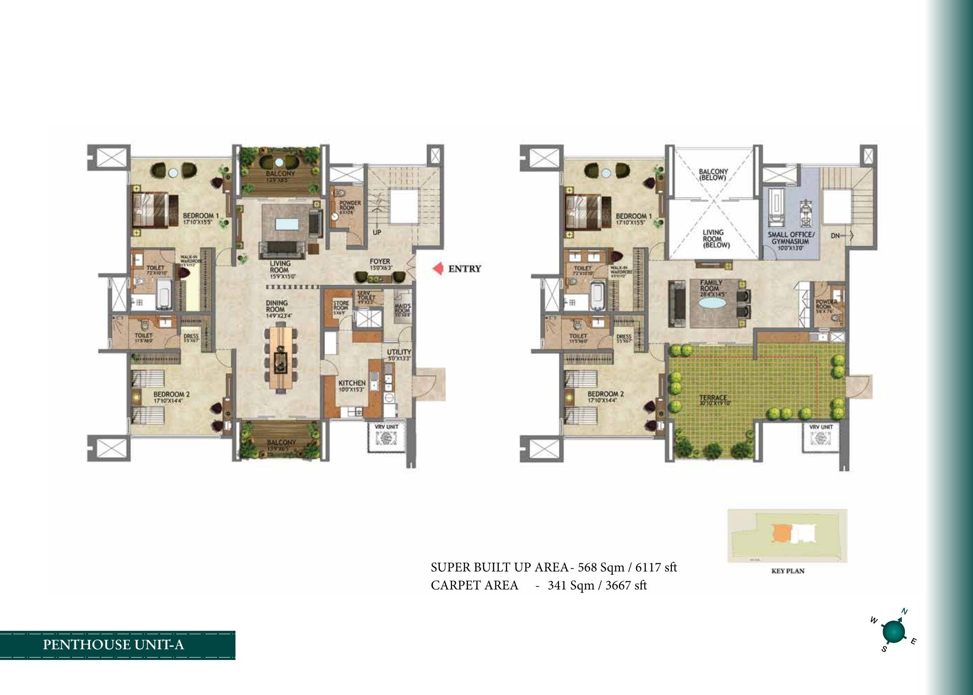 Prestige Kenilworth — Unit floor plan — Super built-up 6,117 sq ft, carpet 3,667 sq ft (p.21)