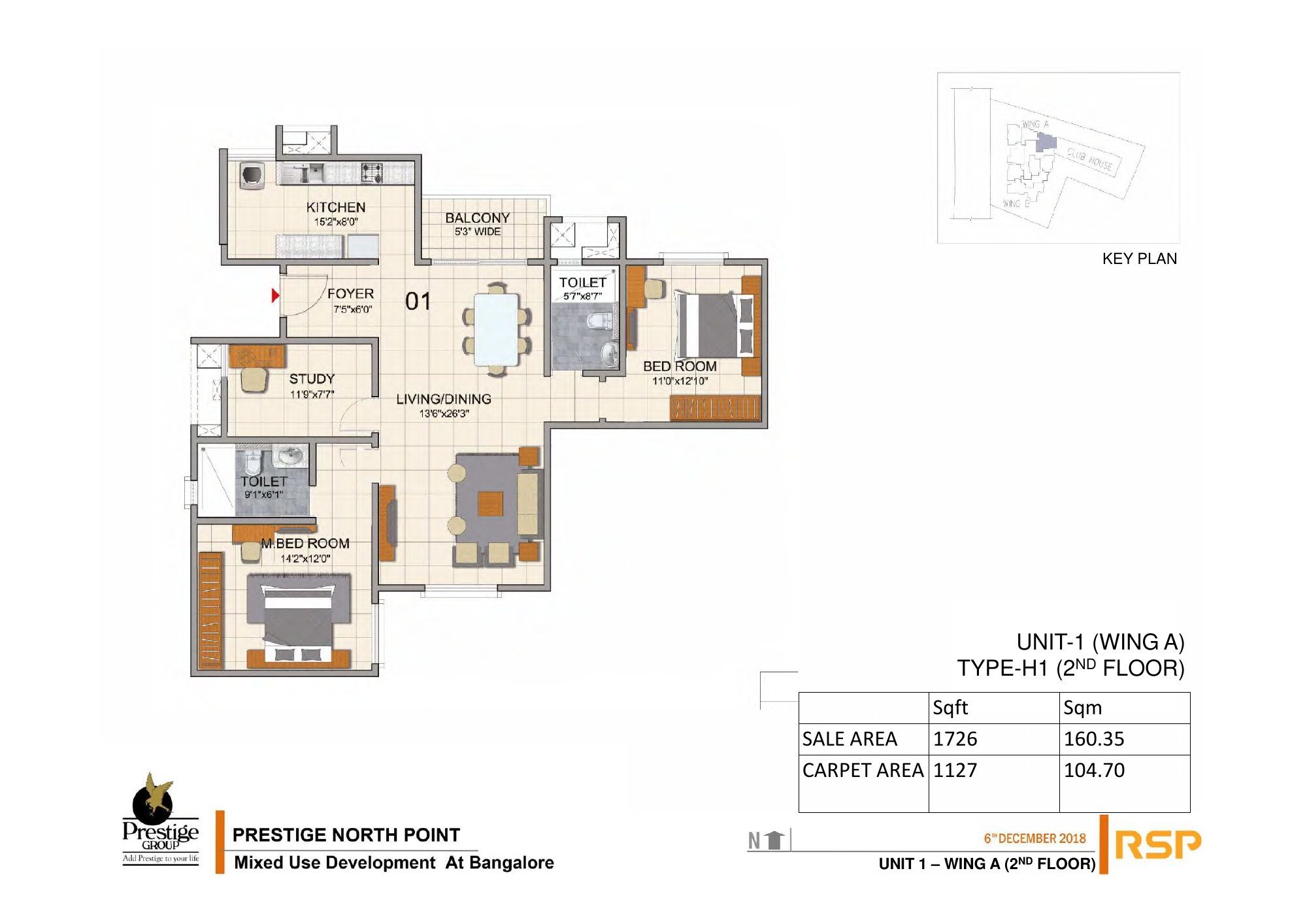 Prestige North Point — Type H1 — Saleable 1,726 sq ft, carpet 1,127 sq ft (p.8)