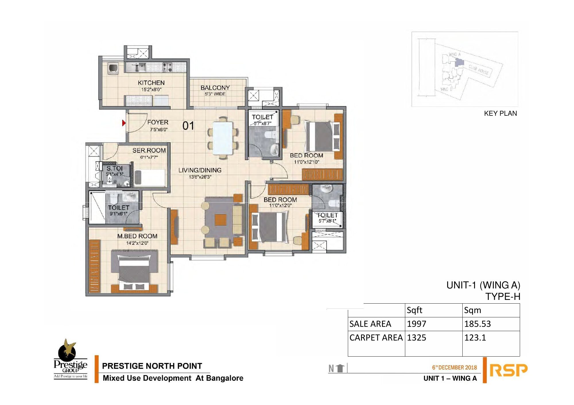 Prestige North Point — Type H — Saleable 1,997 sq ft, carpet 1,325 sq ft (p.9)