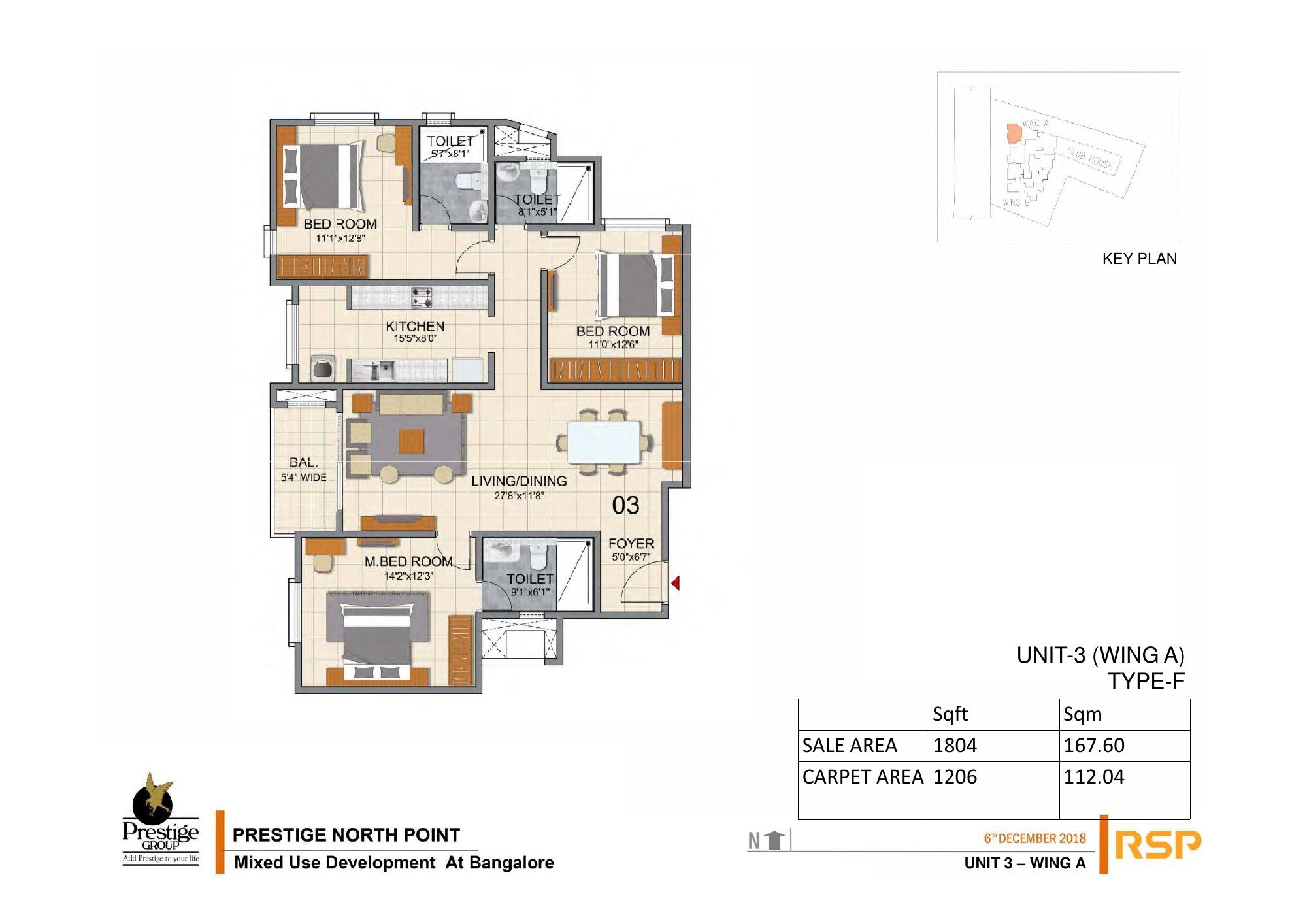 Prestige North Point — Type F — Saleable 1,804 sq ft, carpet 1,206 sq ft (p.11)