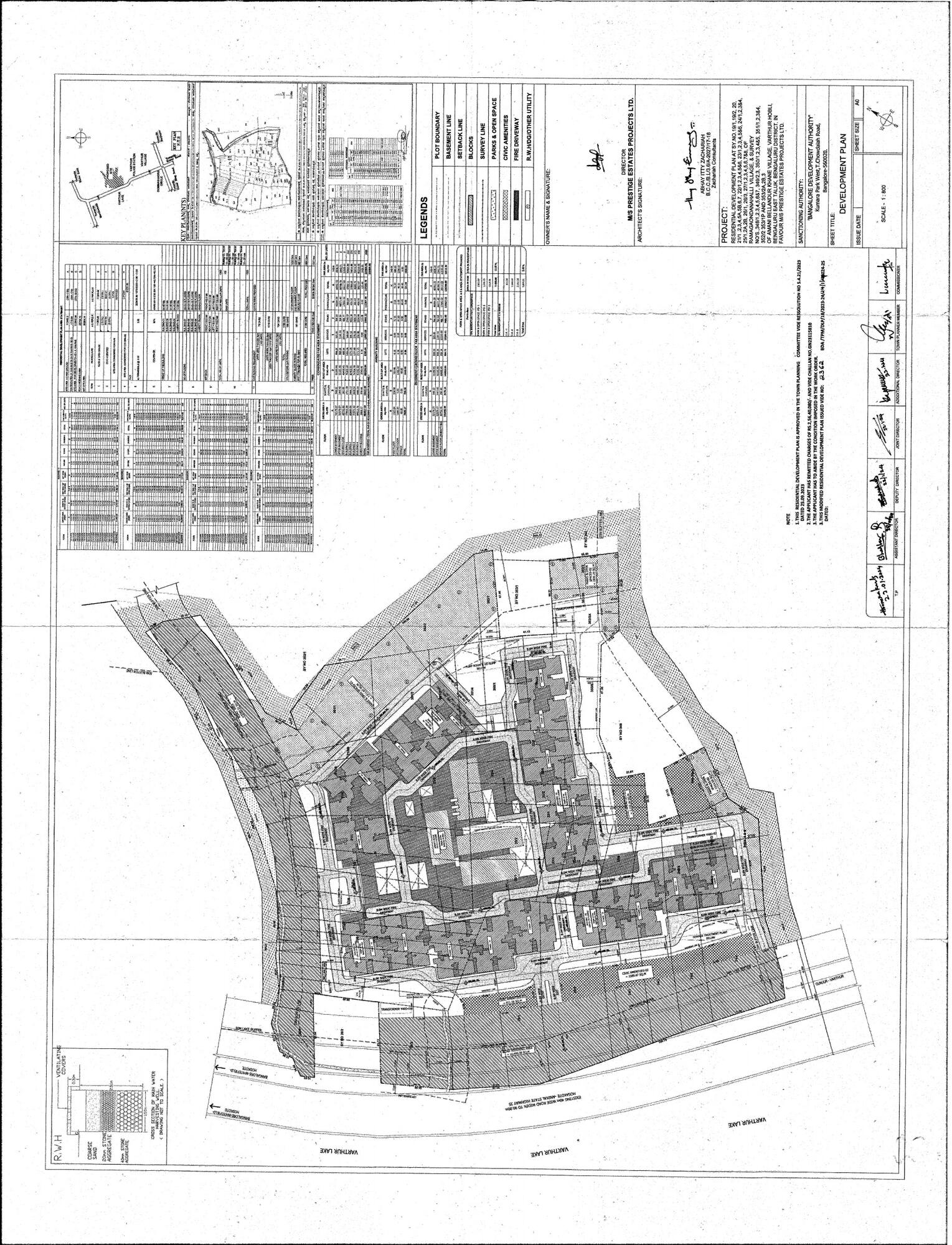 Prestige Raintree Park — Approved Layout Plan (as filed with K-RERA, sheet 1)