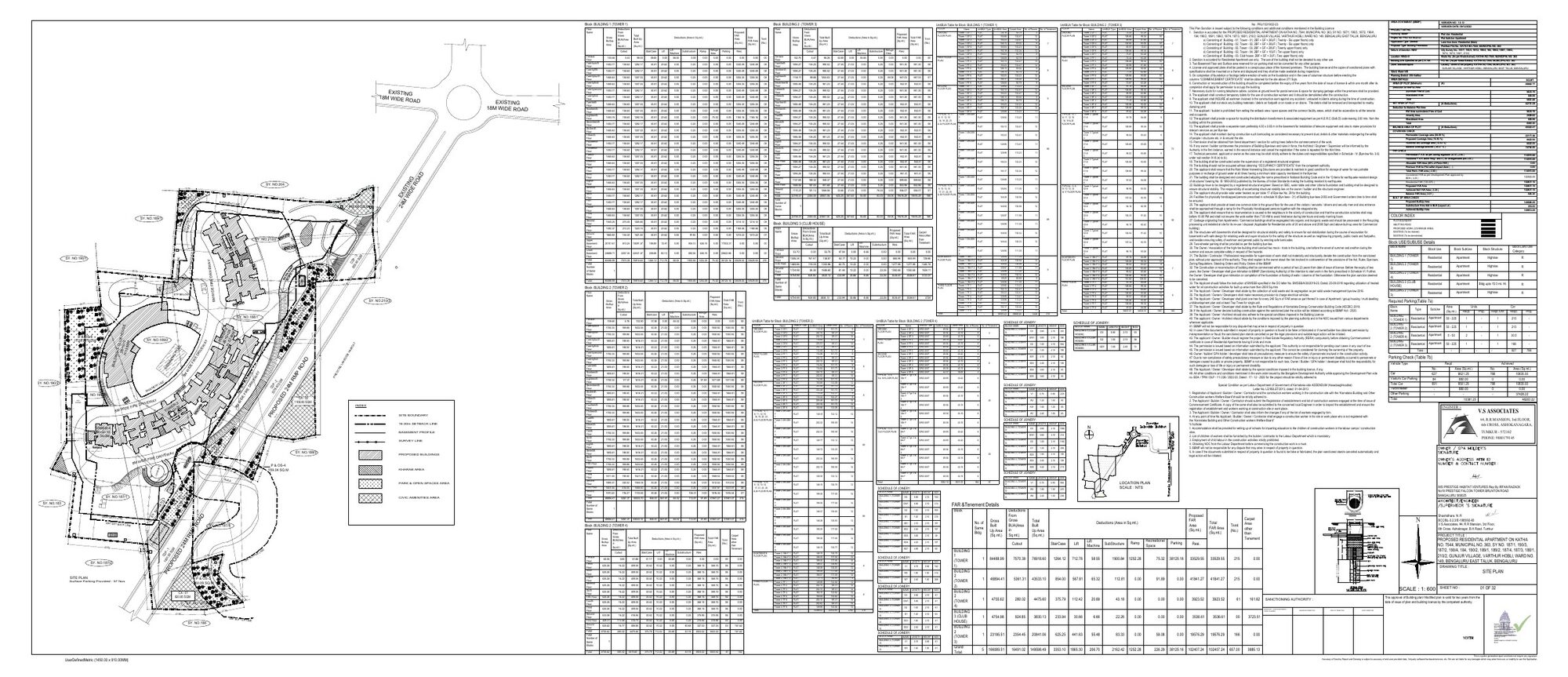 Prestige Serenity Shores — Approved Layout Plan (as filed with K-RERA, sheet 1)