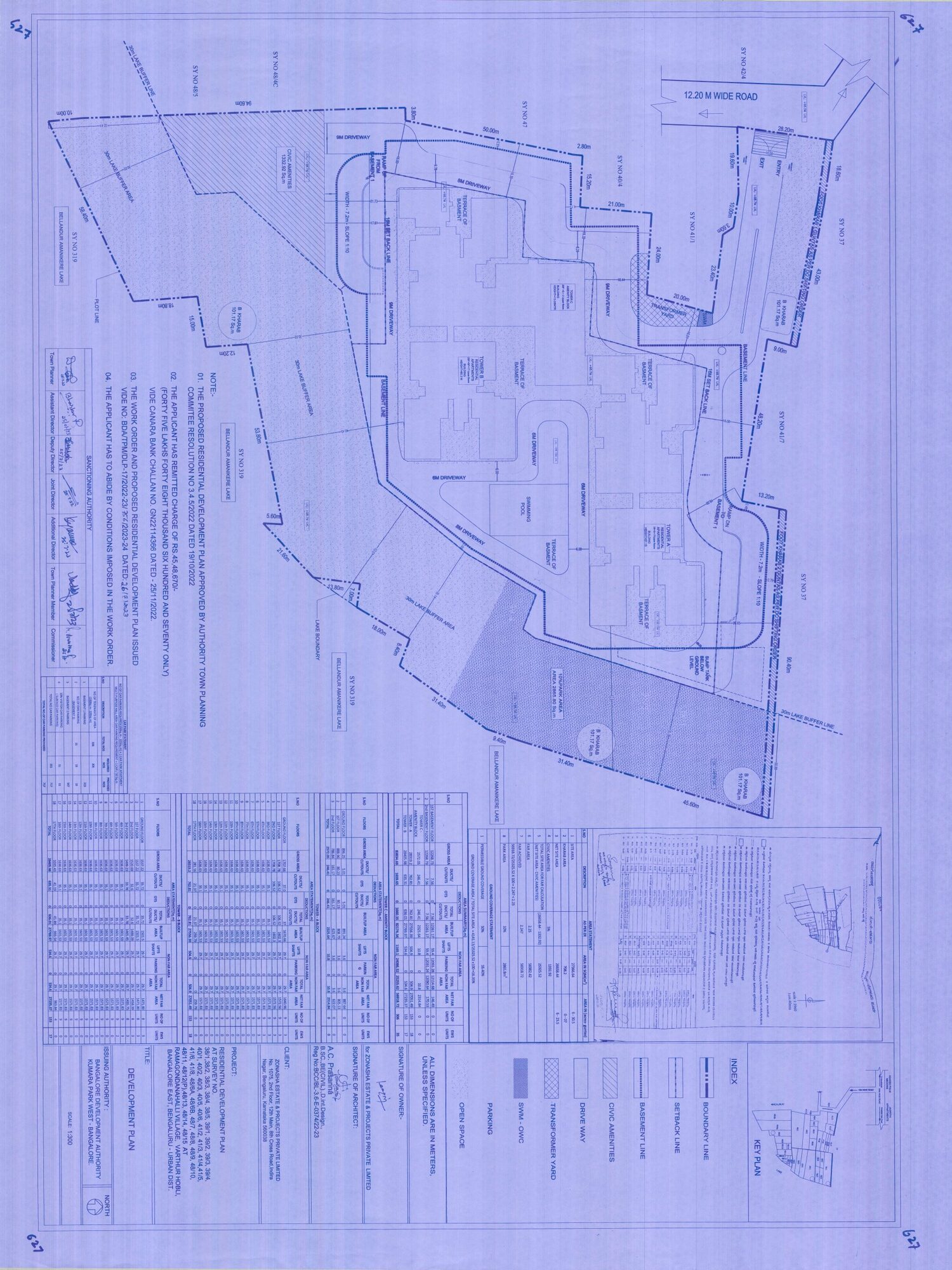 Prestige Somerville — Approved Layout Plan (as filed with K-RERA, sheet 1)