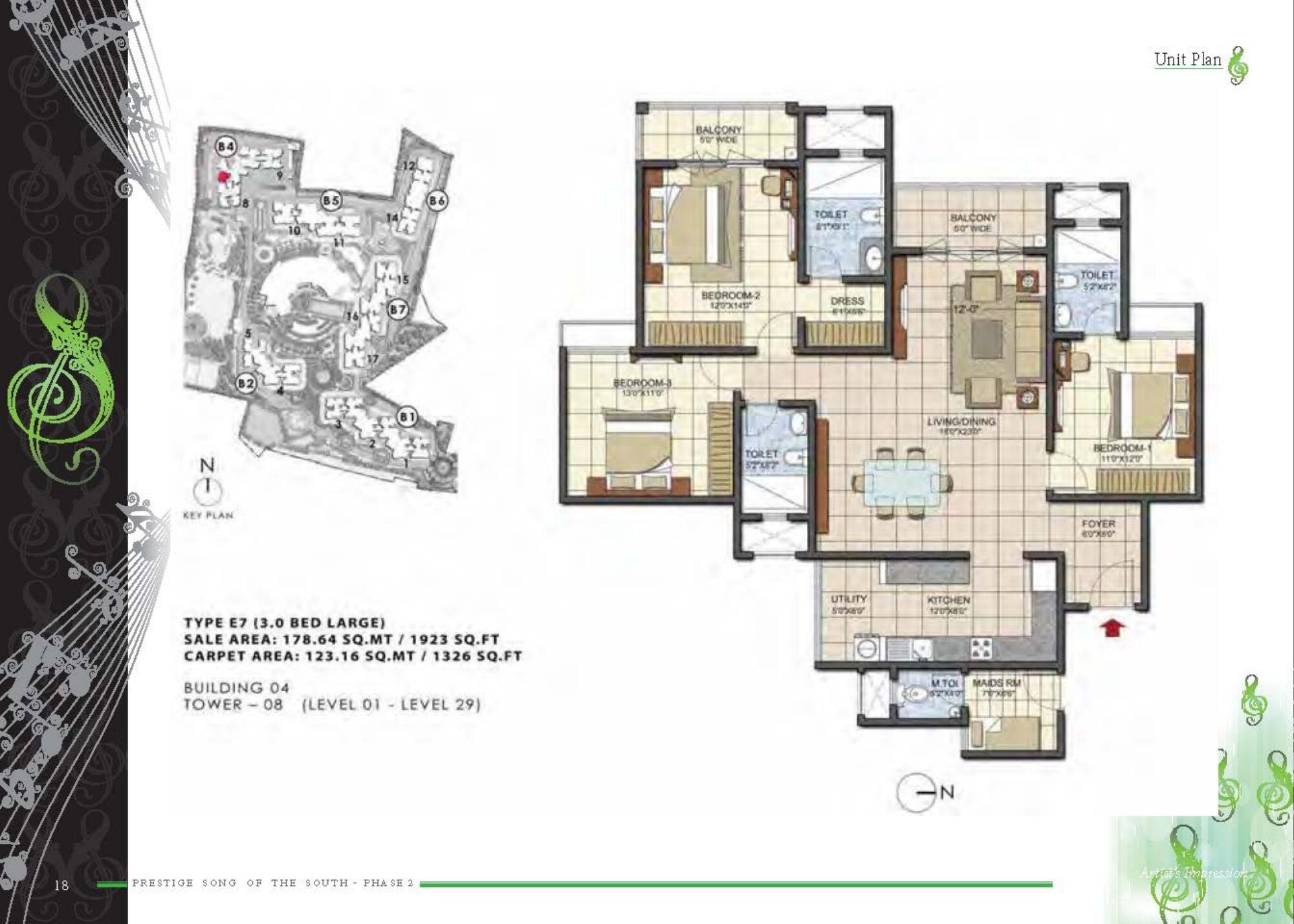 Prestige Song of the South — Type E7 — Saleable 1,923 sq ft, carpet 1,326 sq ft (p.16)