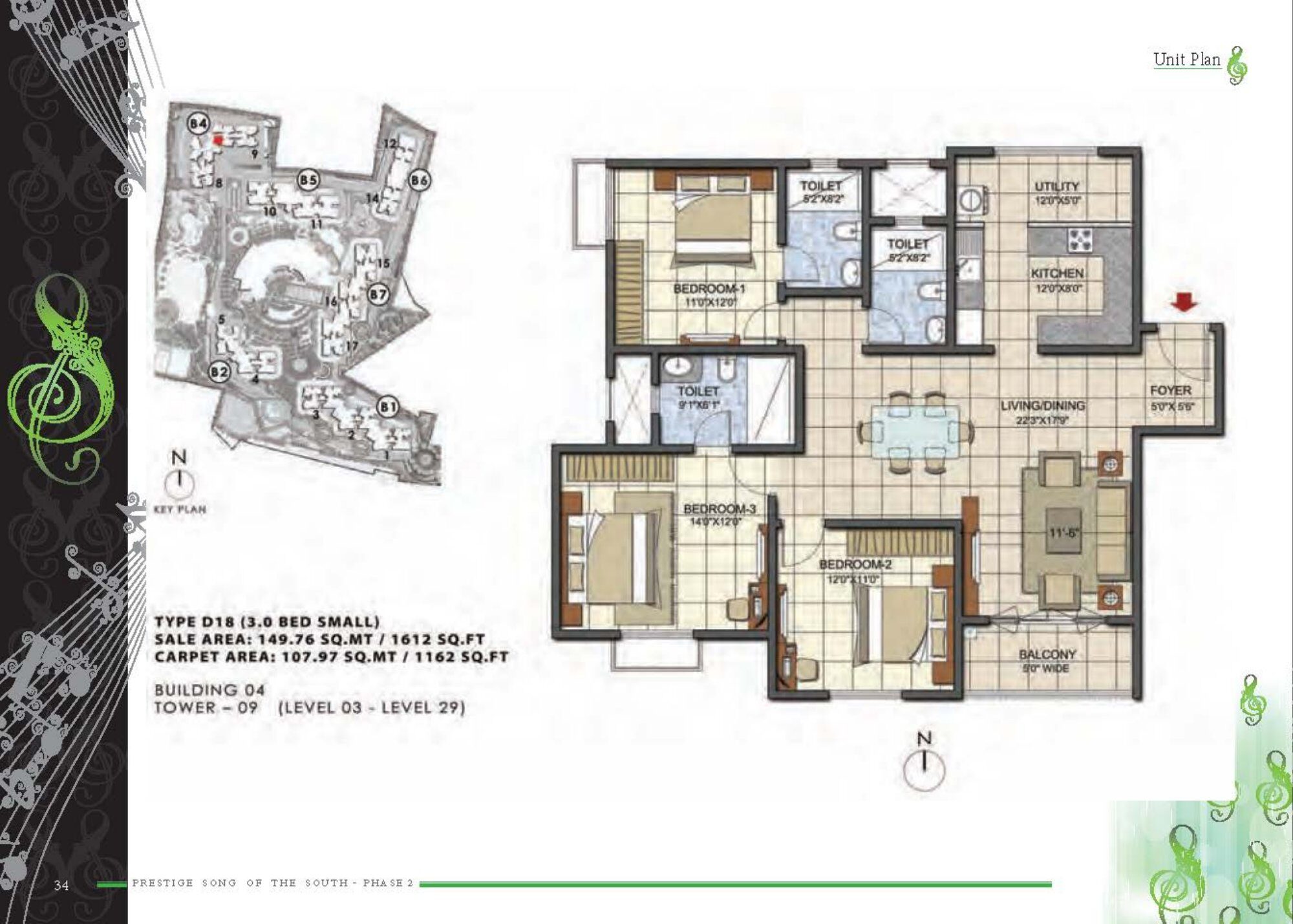 Prestige Song of the South — Type D18 — Saleable 1,612 sq ft, carpet 1,162 sq ft (p.31)