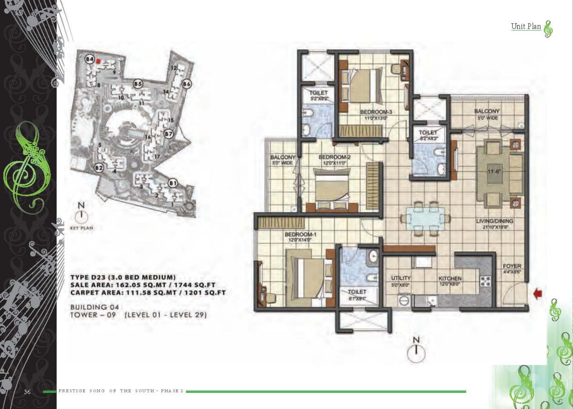 Prestige Song of the South — Type D23 — Saleable 1,744 sq ft, carpet 1,201 sq ft (p.33)
