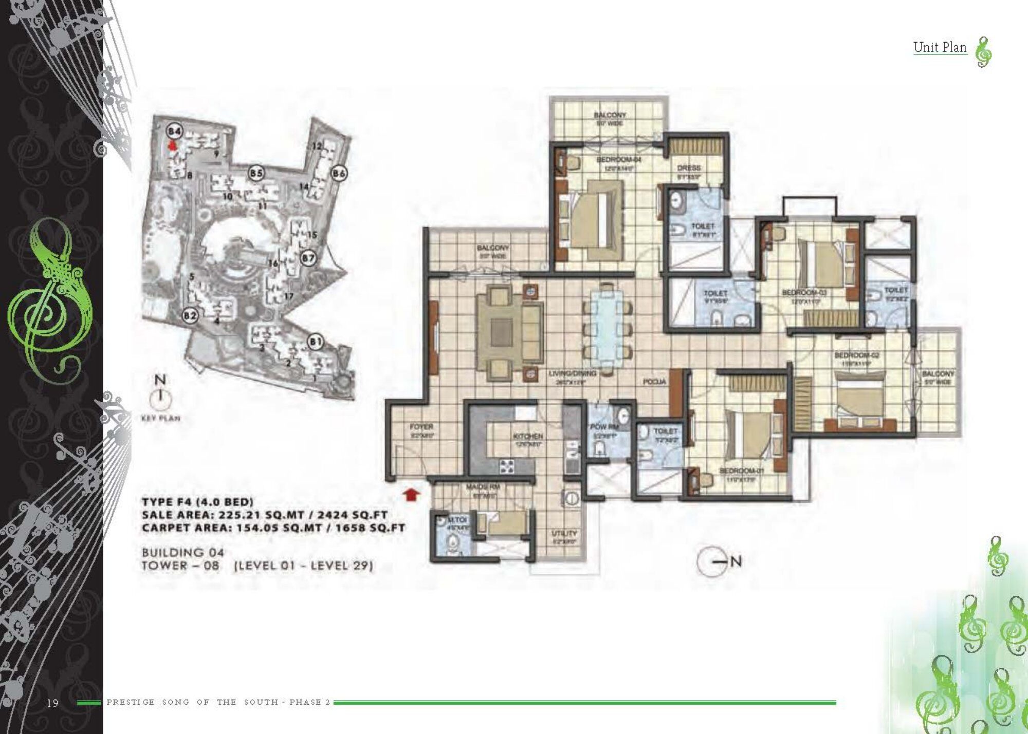 Prestige Song of the South — Type F4 — Saleable 2,424 sq ft, carpet 1,658 sq ft (p.17)