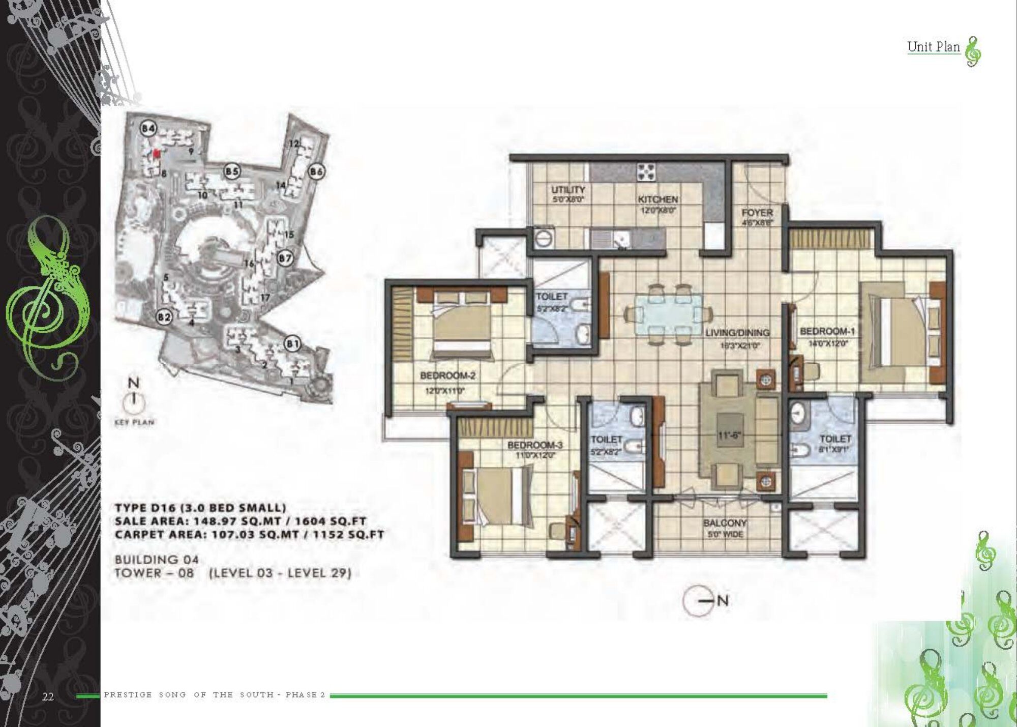 Prestige Song of the South — Type D16 — Saleable 1,604 sq ft, carpet 1,152 sq ft (p.19)
