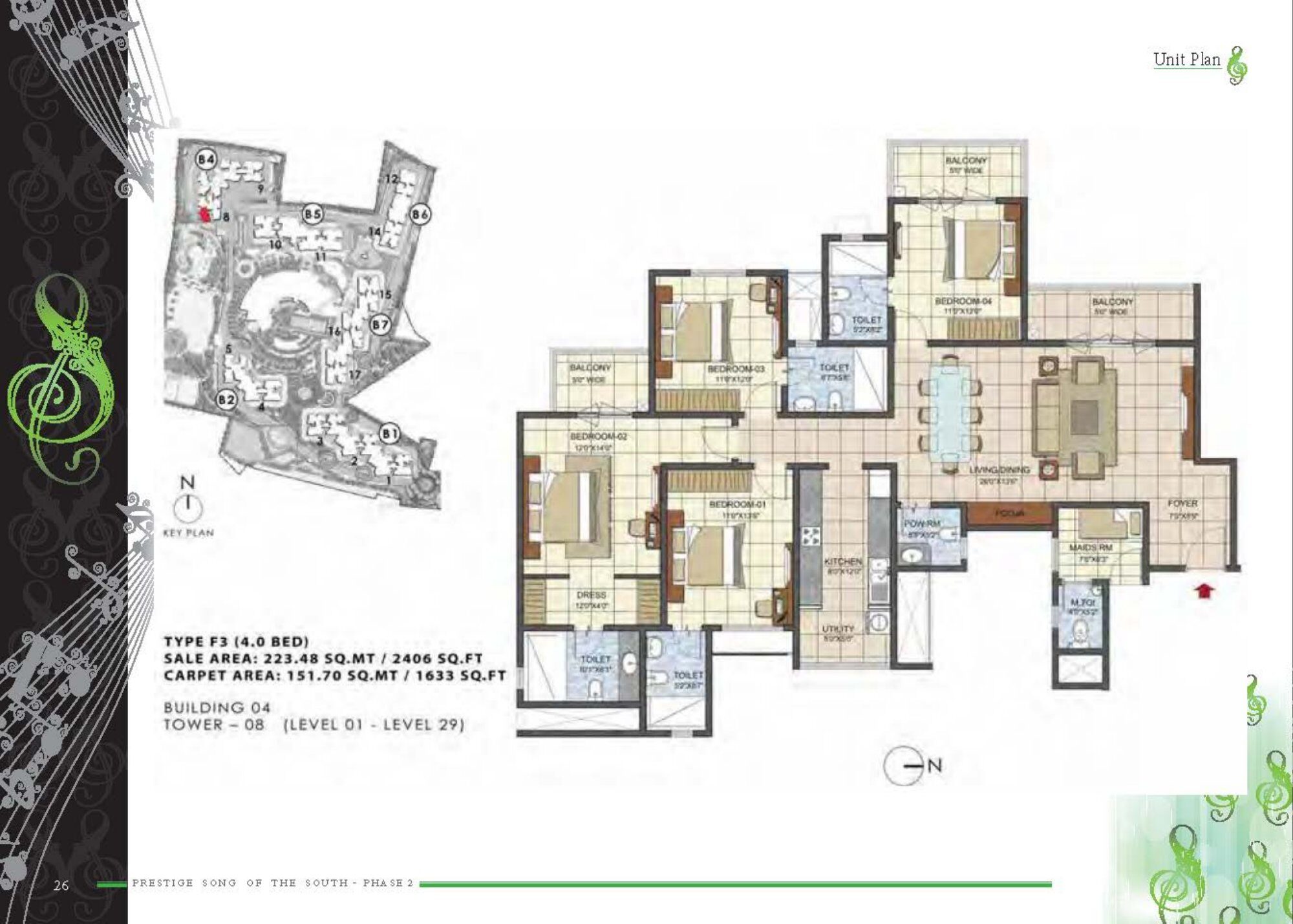 Prestige Song of the South — Type F3 — Saleable 2,406 sq ft, carpet 1,633 sq ft (p.23)