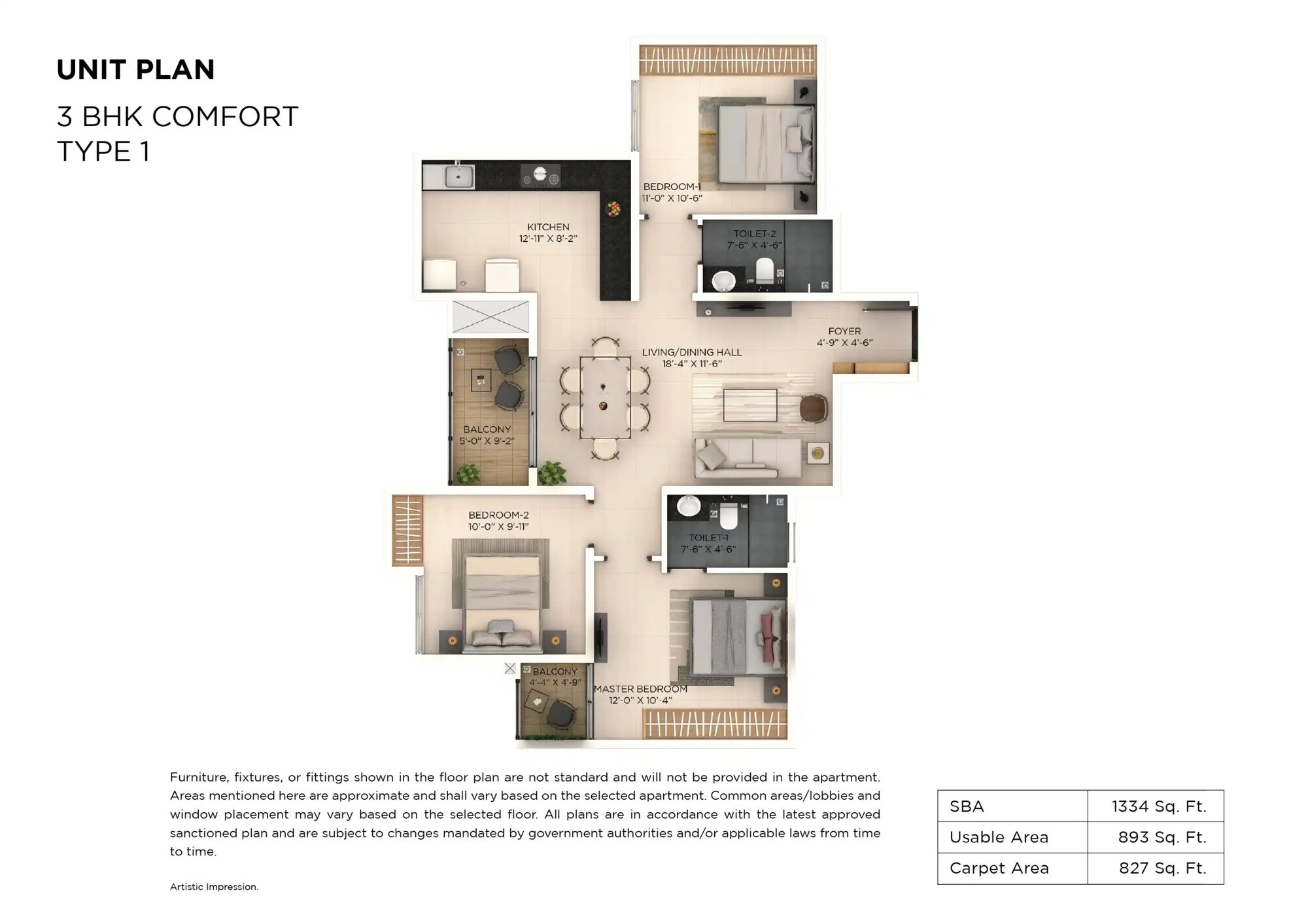 Provident Botanico — 3 bhk C type 1