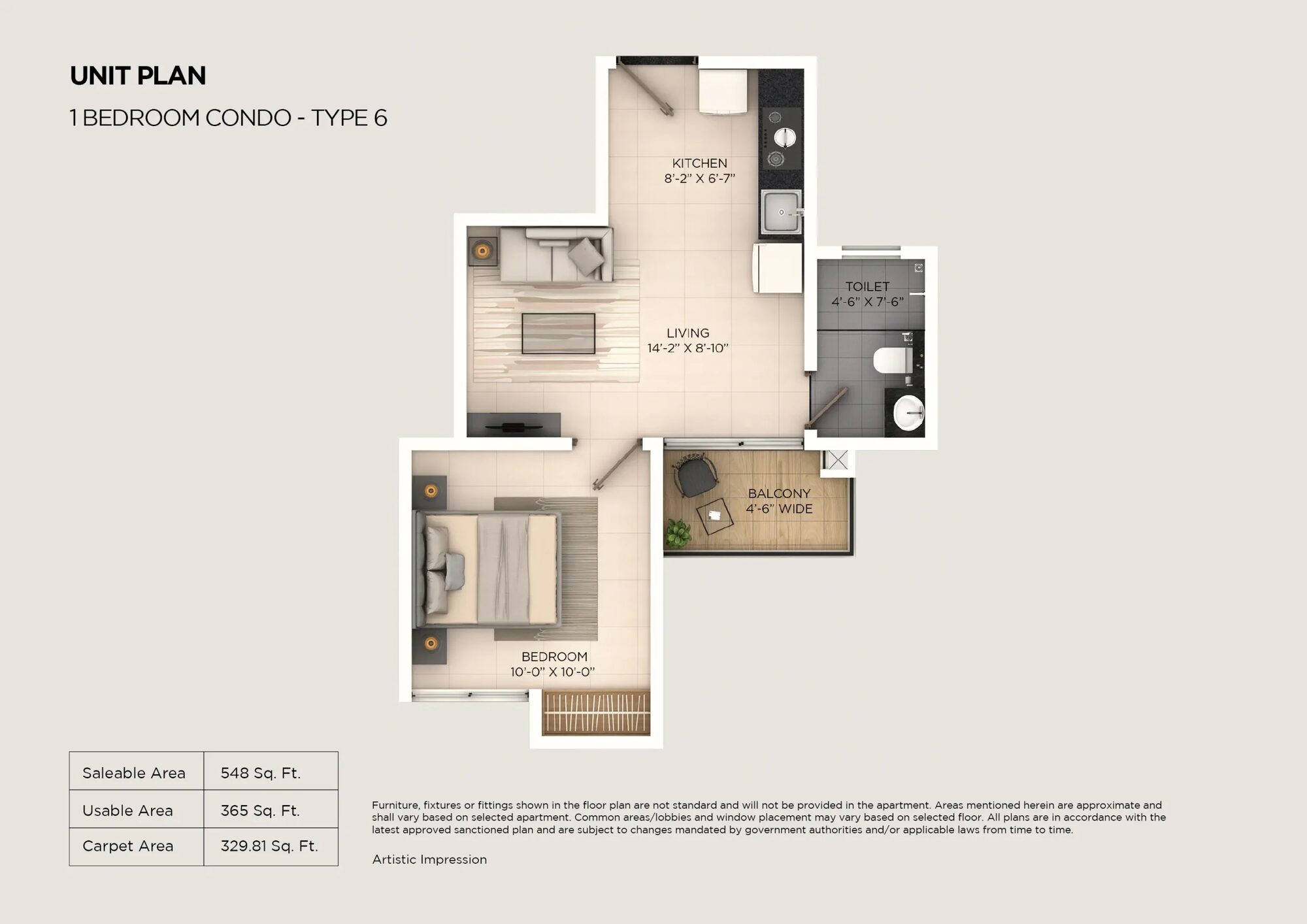 Provident Ecopolitan — 1 Bedroom condo type 6