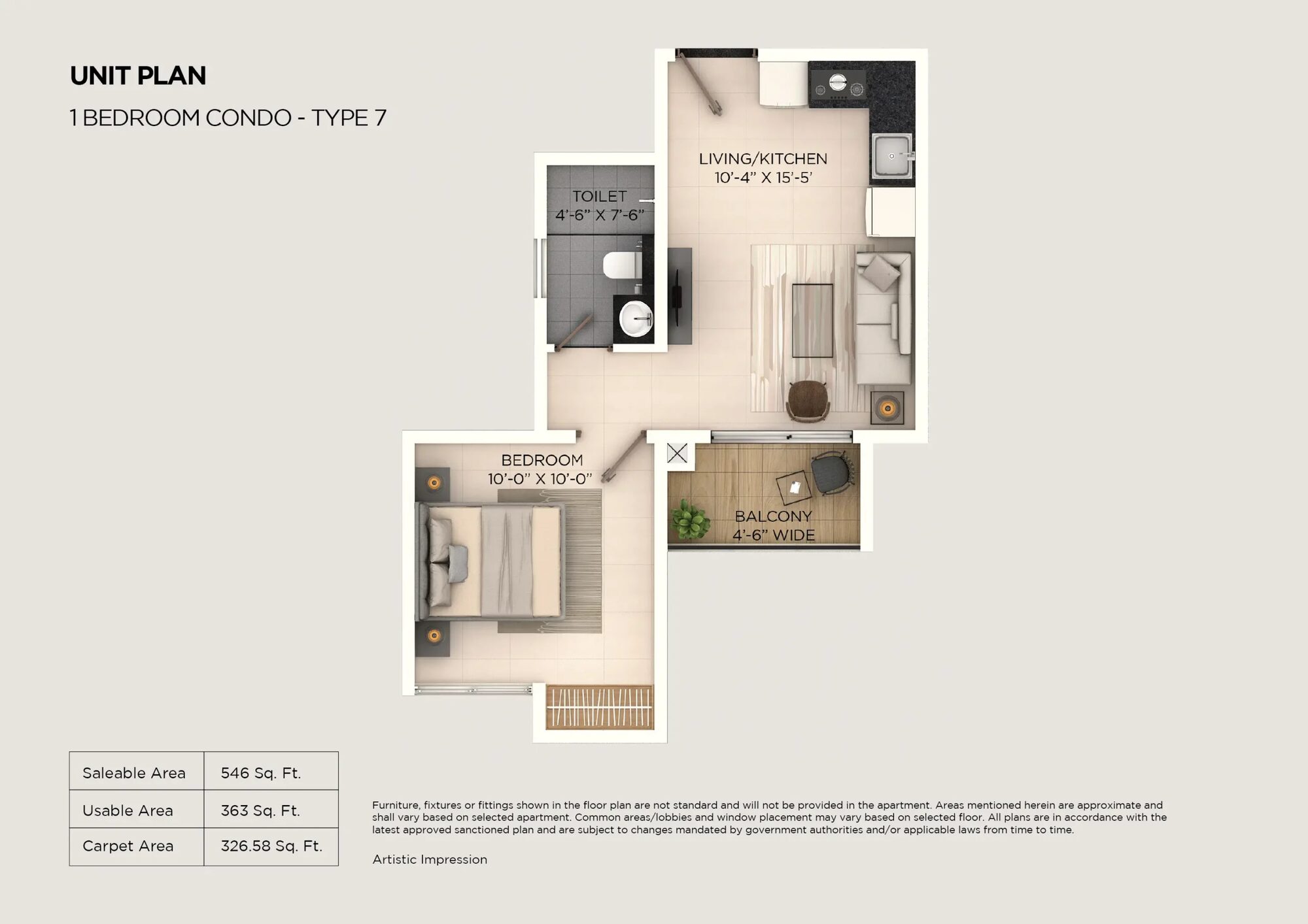 Provident Ecopolitan — 1 Bedroom condo type 7