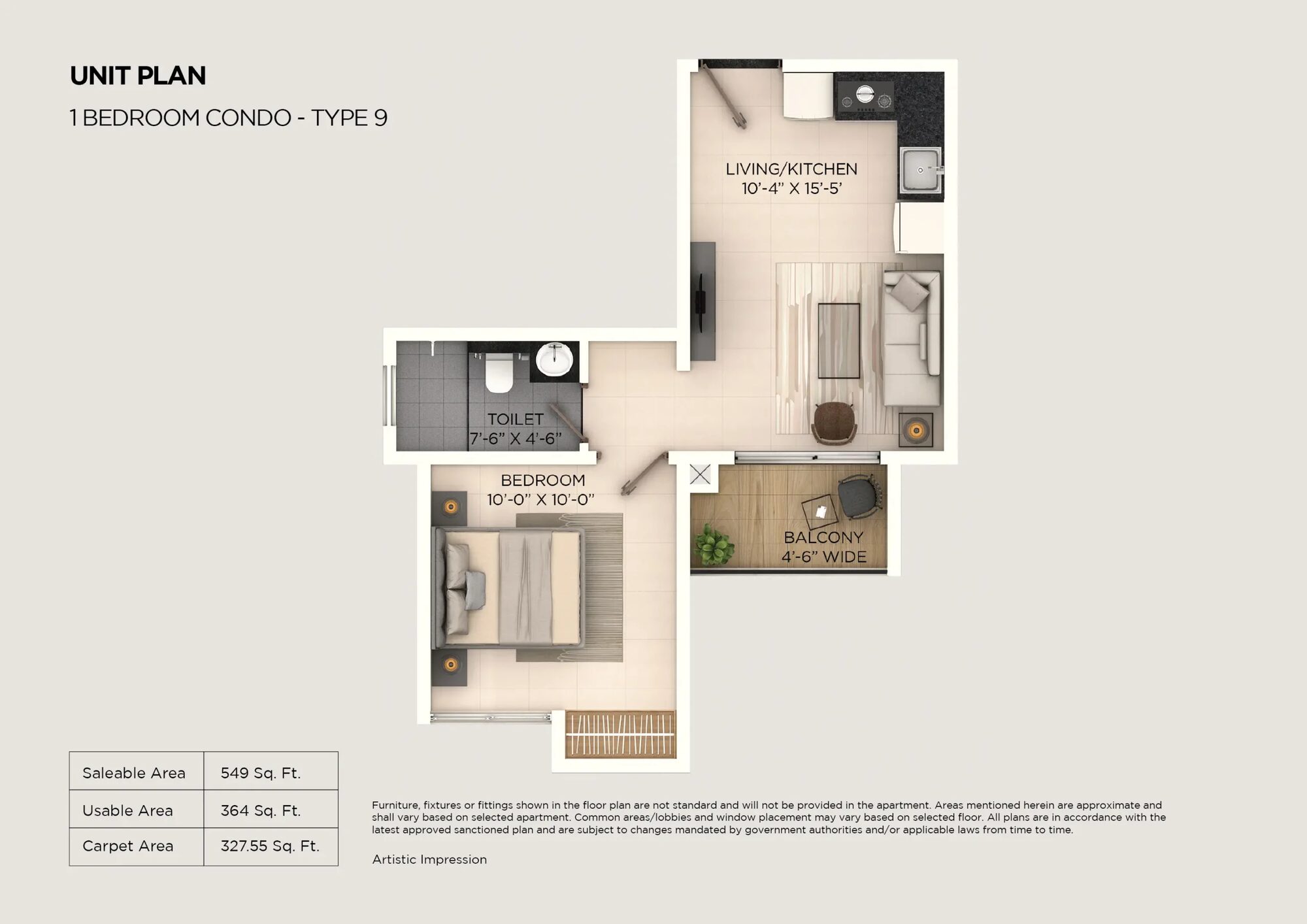 Provident Ecopolitan — 1 Bedroom condo type 9