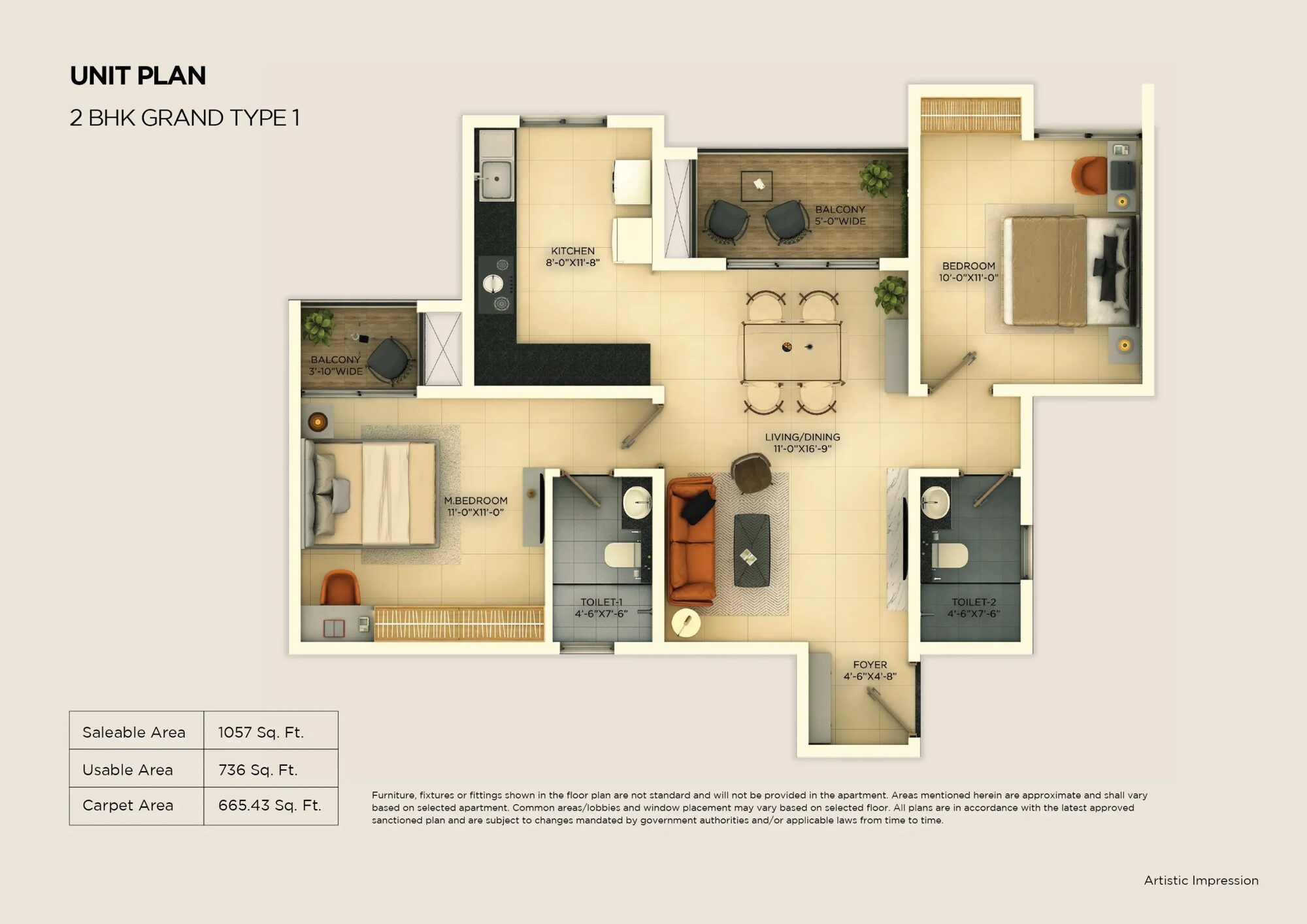 Provident Ecopolitan — 2 BHK Grand type 1