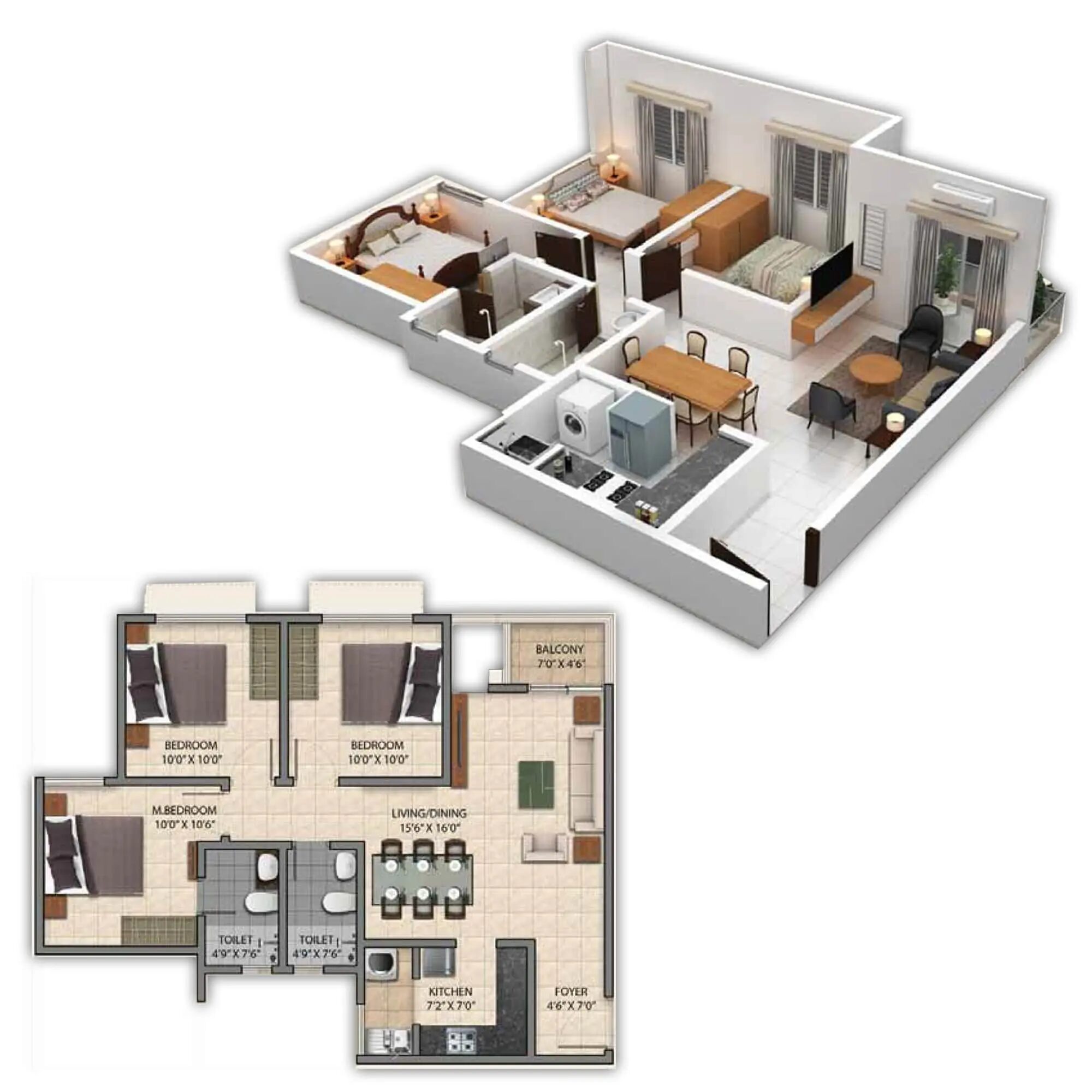 Provident Park Square — Unit Plan 3 BHK Comfort Parksquare 1