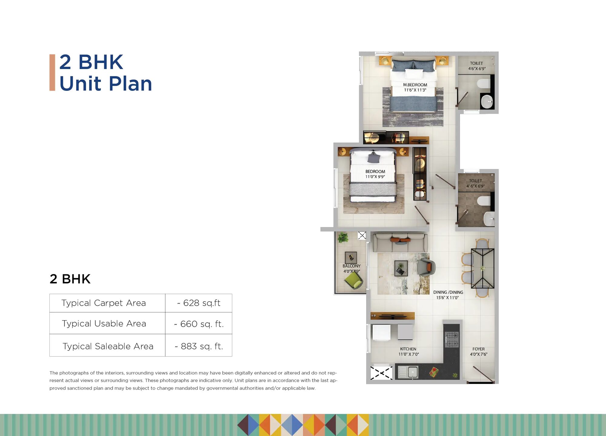 Provident Sunworth City — 2 BHK Unit Plan