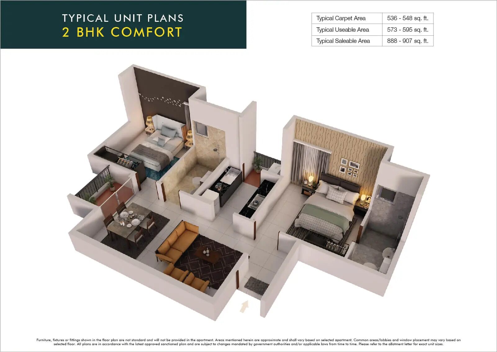 Provident #TooGoodHomes — typical unit plan 2 BHK Comfort tgh