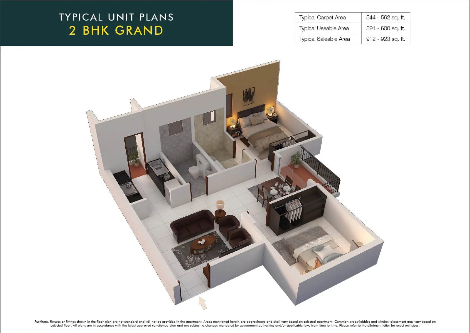 Provident #TooGoodHomes — typical unit plan 2 BHK grand tgh 3