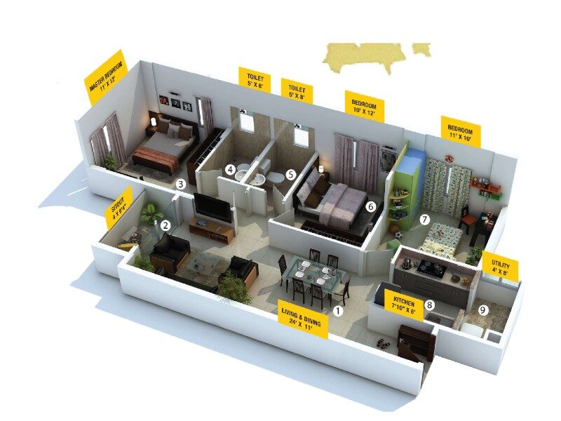 Provident Tree — tree plan type a 3 bhk