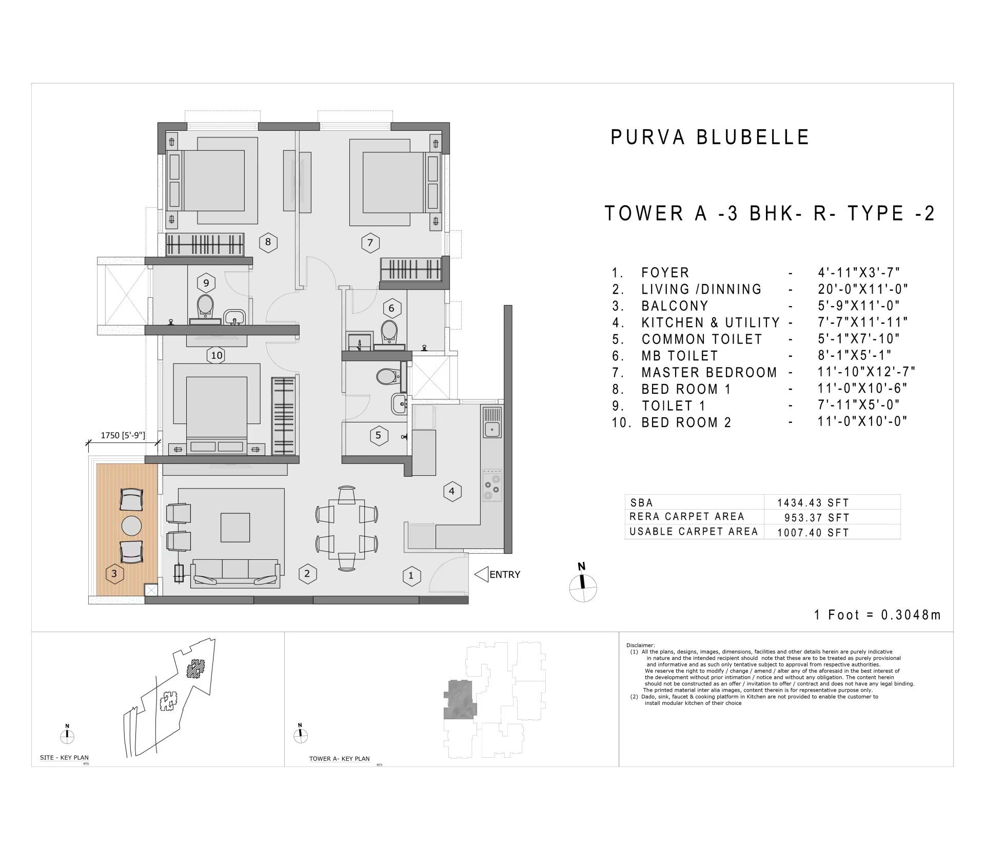 Purva Blubelle — 3 BHK R Type 2