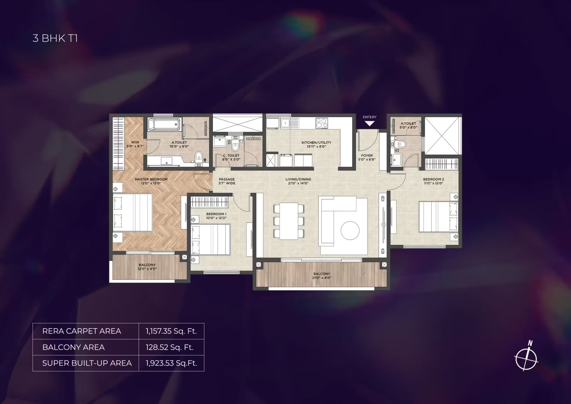 Purva Heritage — 3 BHK TI