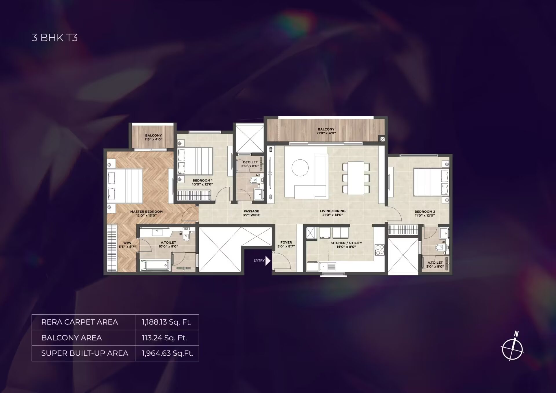 Purva Heritage — 3 BHK T3