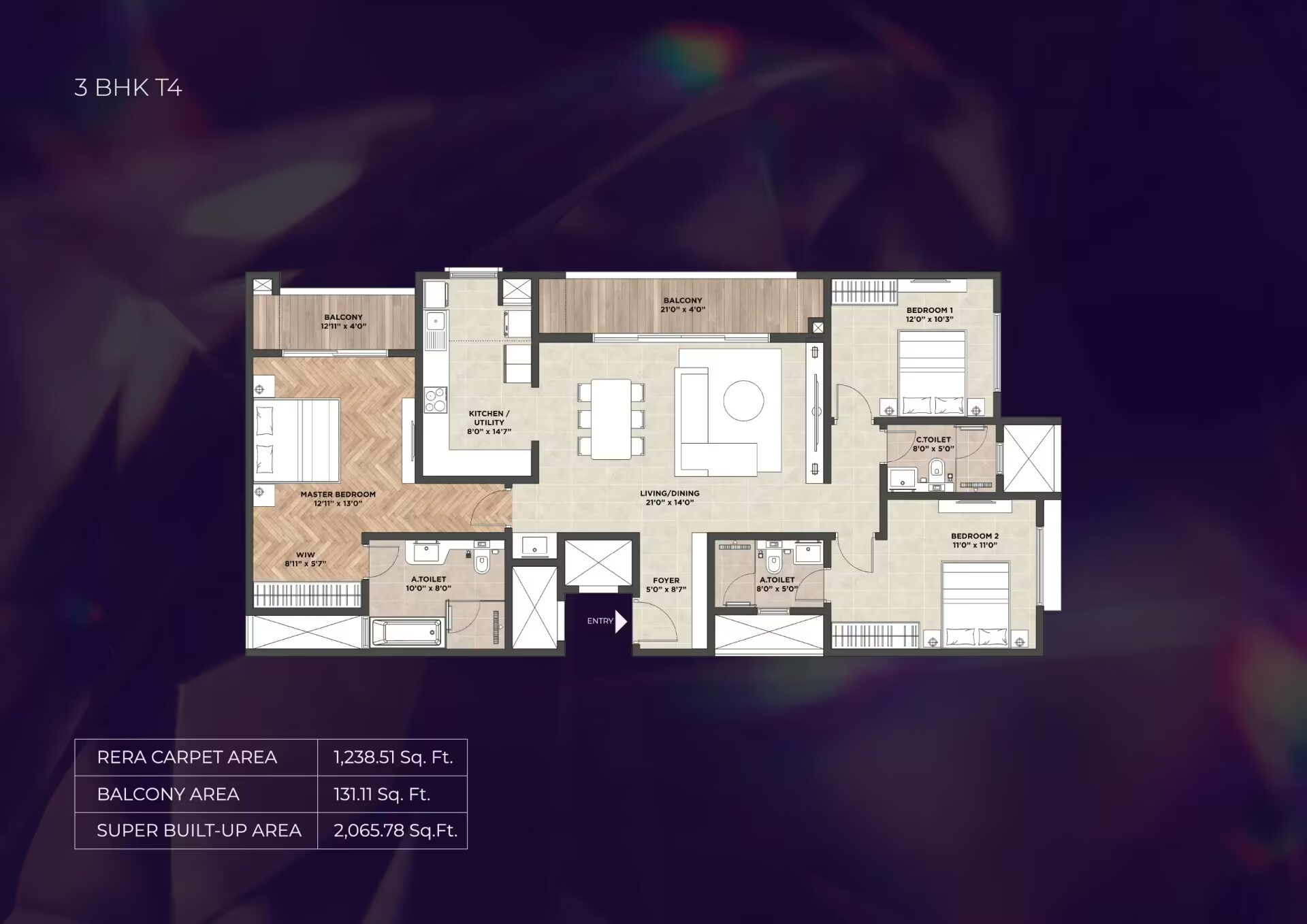 Purva Heritage — 3 BHK T4