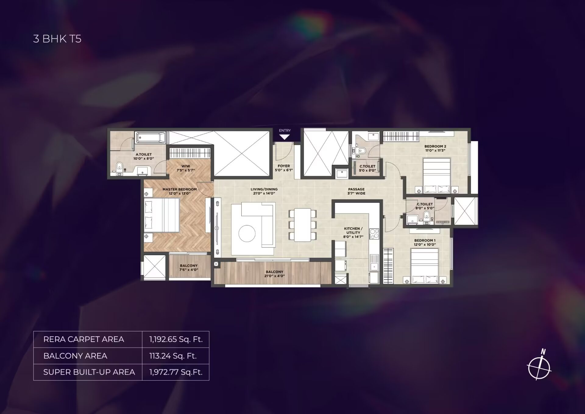 Purva Heritage — 3 BHK T5