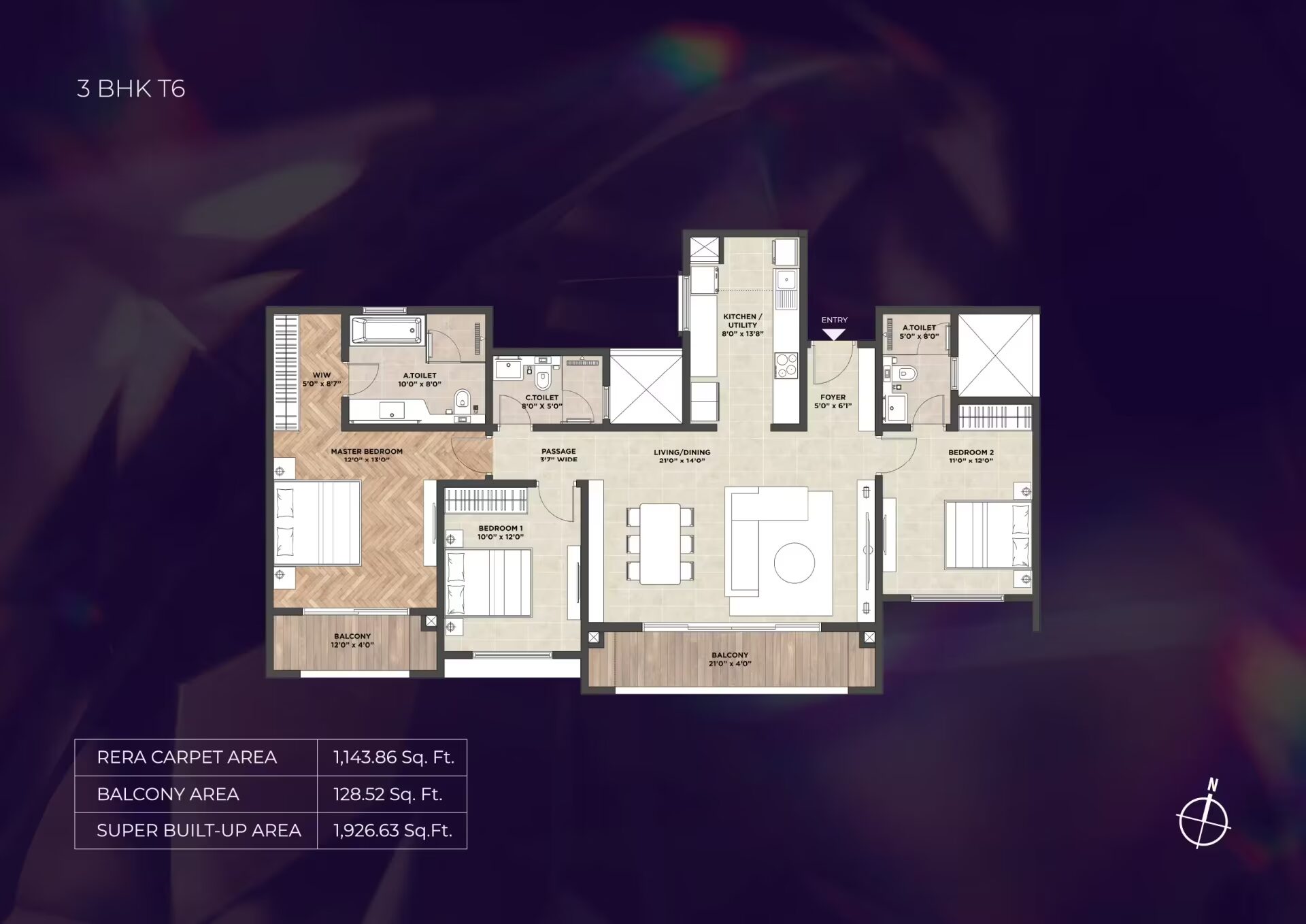 Purva Heritage — 3 BHK T6