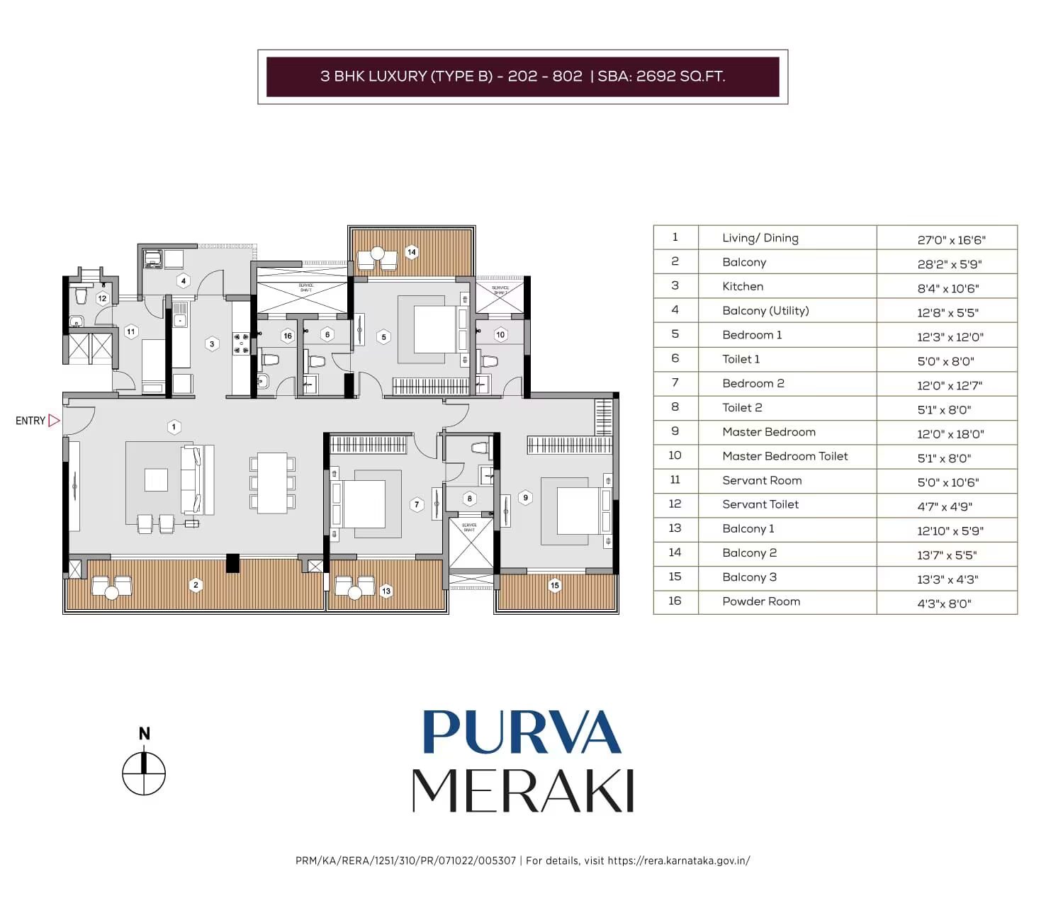 Purva Meraki — 3 BHK Luxury(Type B)