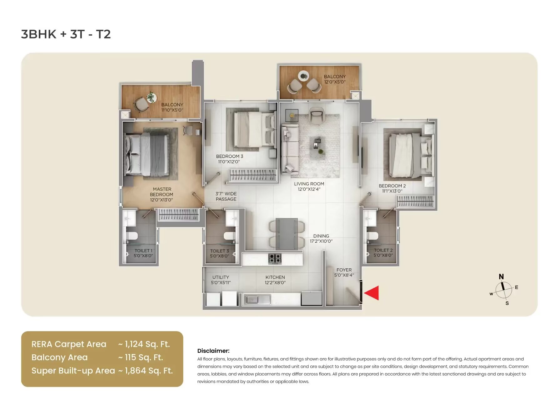 Purva Silversky — 3BHK Type - 2