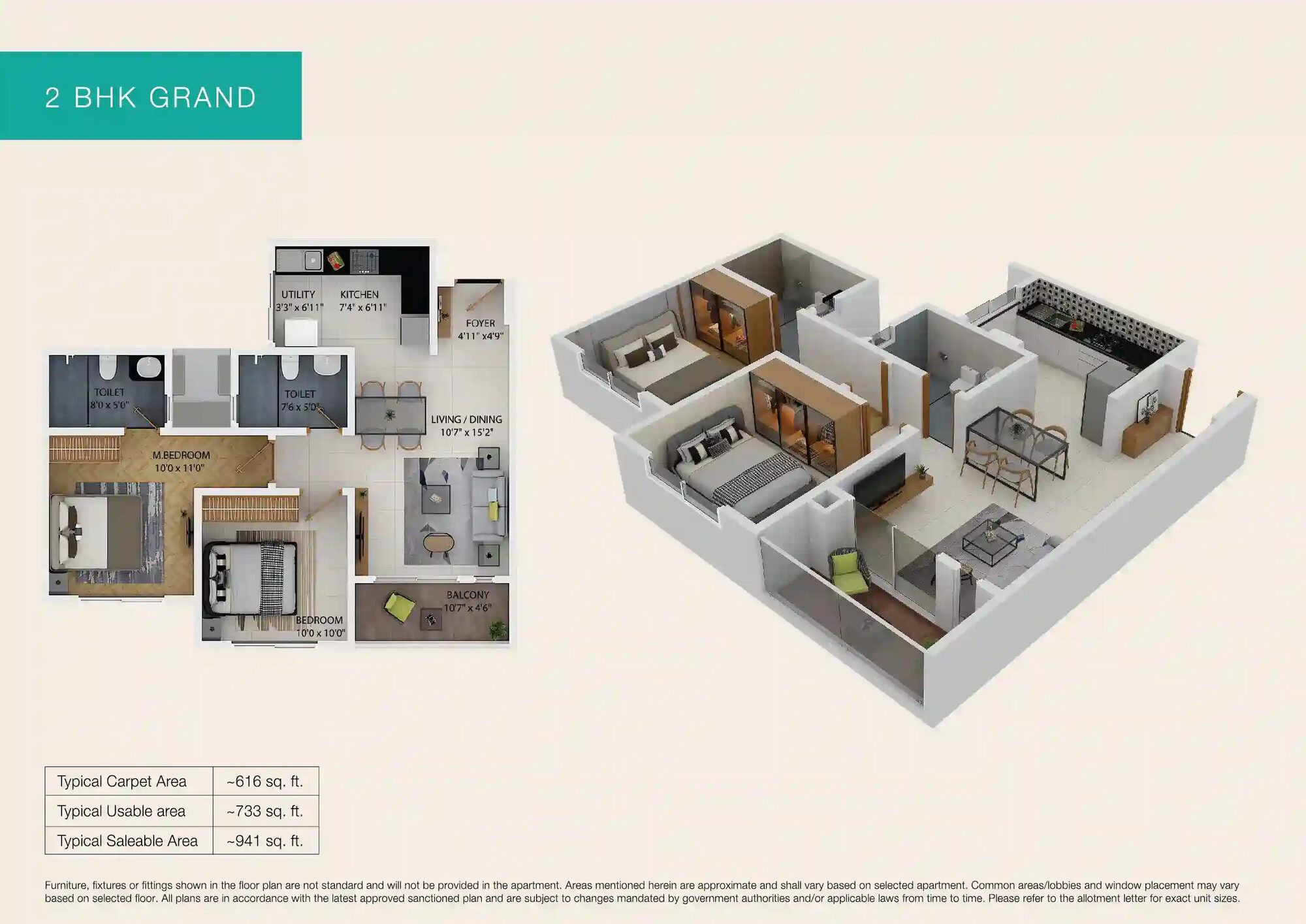 Solitaire at Provident Park Square — 2bhk unit plan